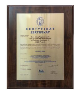 Certyfikat - Dom Pogrzebowy Prudnik