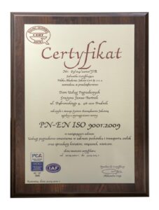 Certyfikat - Dom Pogrzebowy Prudnik